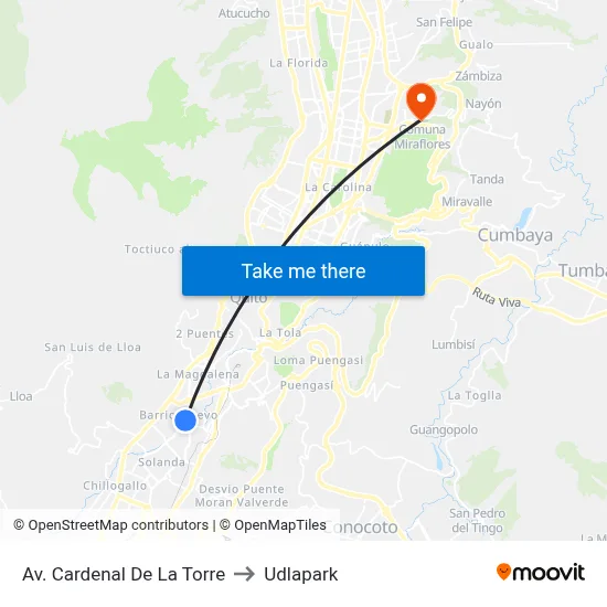 Av. Cardenal De La Torre to Udlapark map