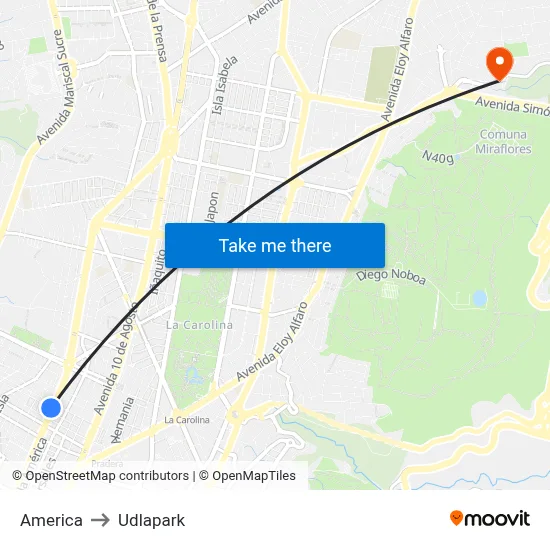 America to Udlapark map