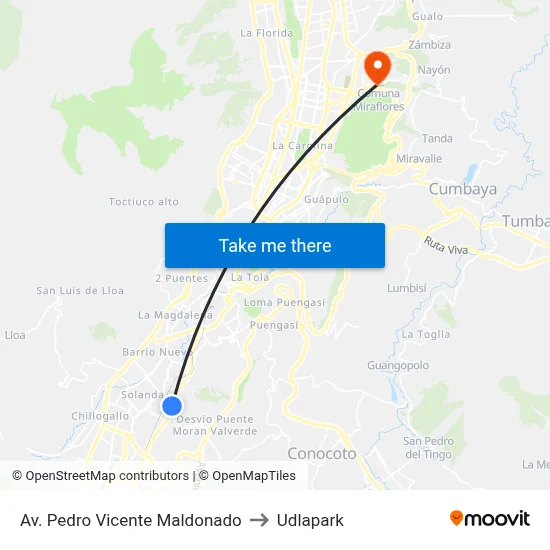 Av. Pedro Vicente Maldonado to Udlapark map