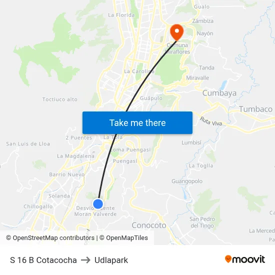 S 16 B  Cotacocha to Udlapark map