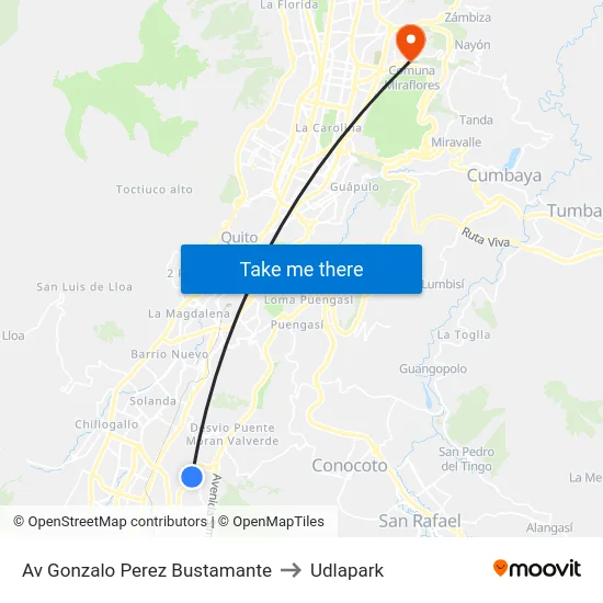 Av Gonzalo Perez Bustamante to Udlapark map