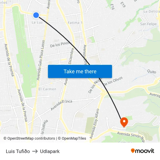 Luis Tufiðo to Udlapark map