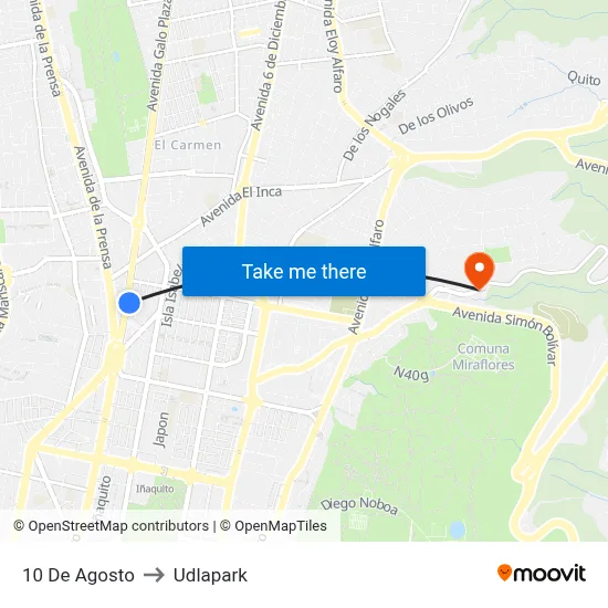 10 De Agosto to Udlapark map