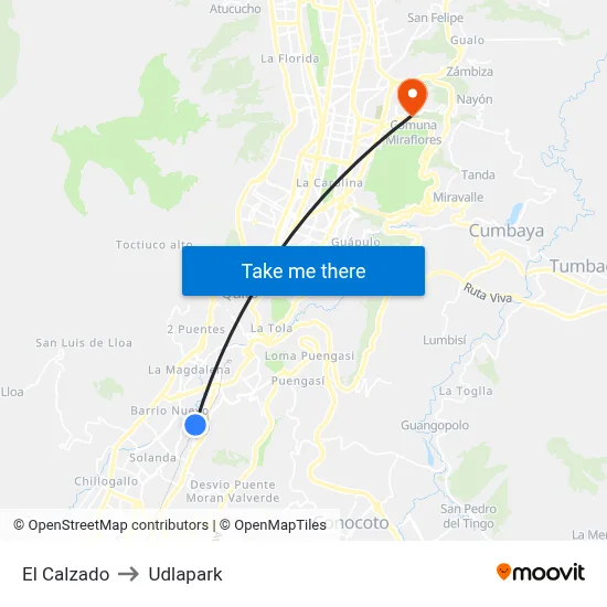 El Calzado to Udlapark map