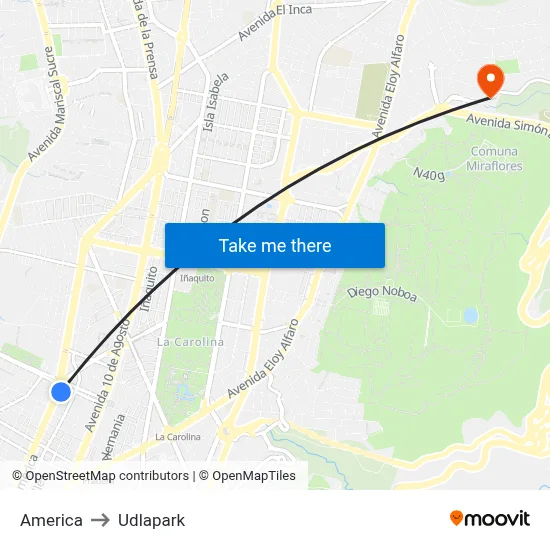 America to Udlapark map
