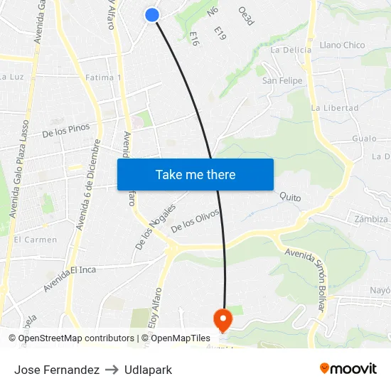 Jose Fernandez to Udlapark map
