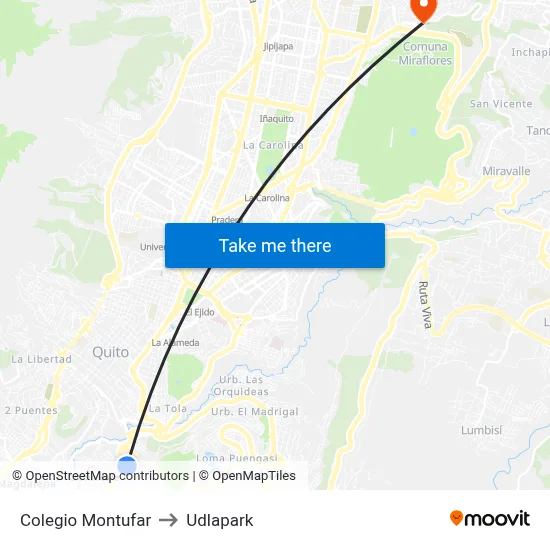 Colegio Montufar to Udlapark map