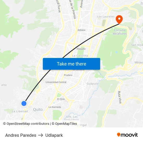 Andres Paredes to Udlapark map