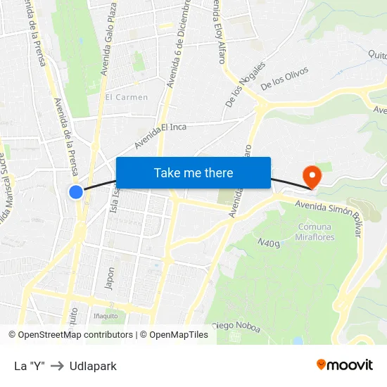 La "Y" to Udlapark map