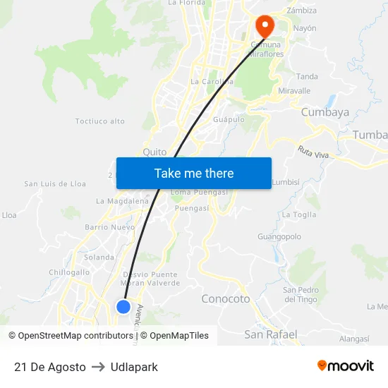 21 De Agosto to Udlapark map