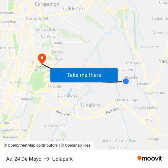 Av. 24 De Mayo to Udlapark map