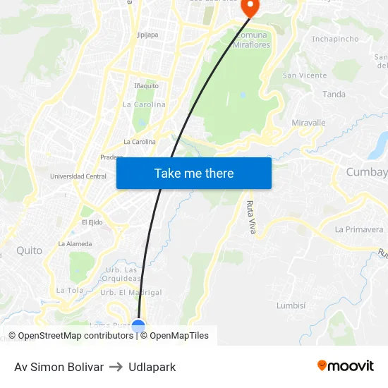 Av Simon Bolivar to Udlapark map