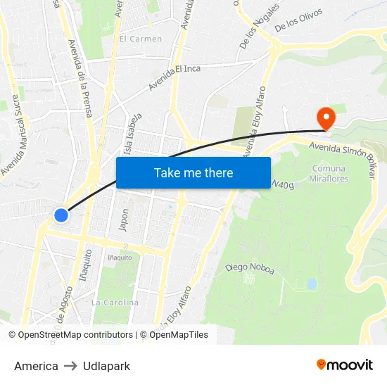 America to Udlapark map