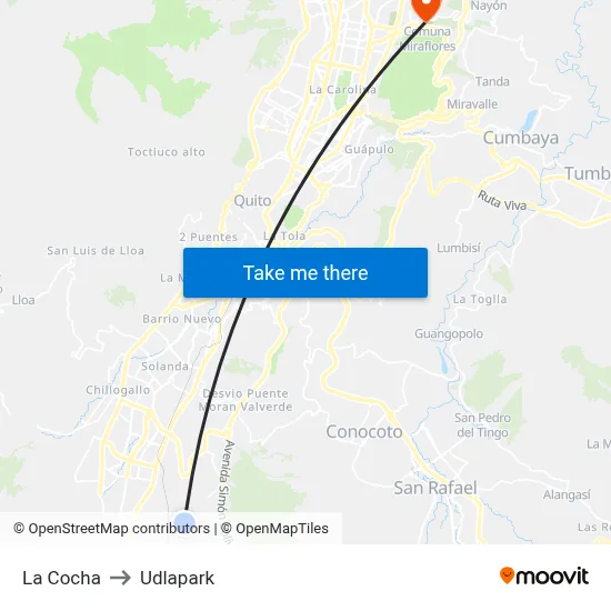 La Cocha to Udlapark map