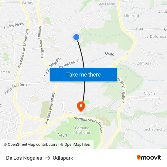 De Los Nogales to Udlapark map
