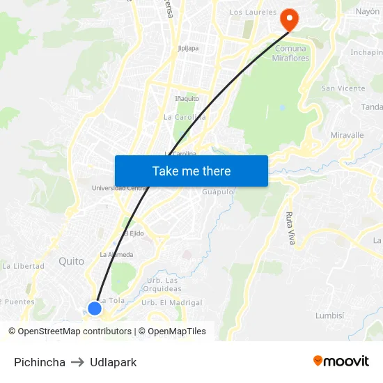 Pichincha to Udlapark map