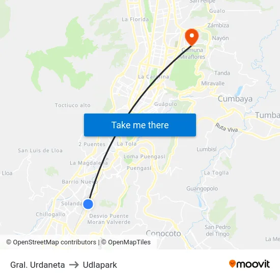 Gral. Urdaneta to Udlapark map