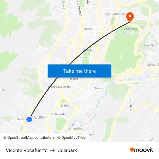 Vicente Rocafuerte to Udlapark map