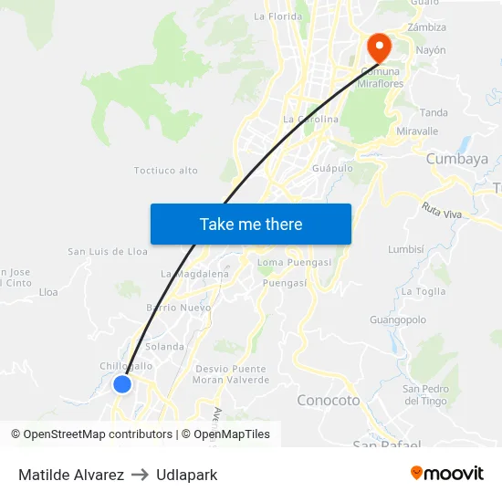 Matilde Alvarez to Udlapark map