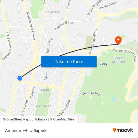 America to Udlapark map