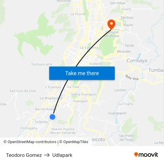 Teodoro Gomez to Udlapark map