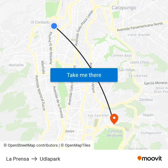 La Prensa to Udlapark map