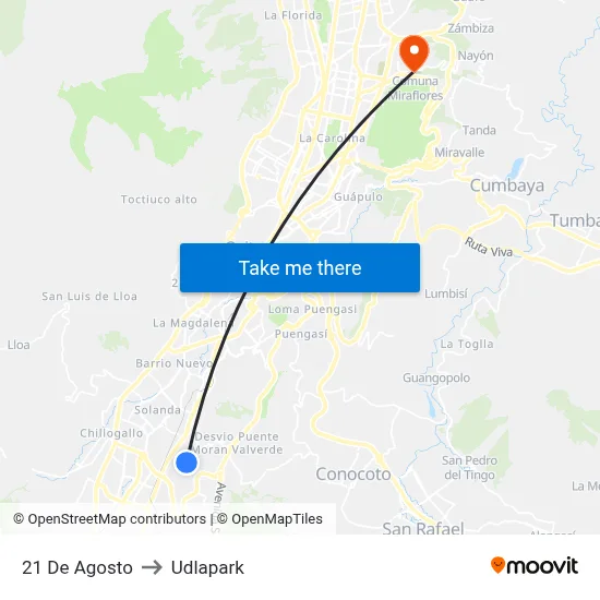 21 De Agosto to Udlapark map