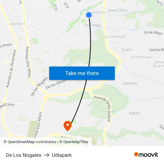 De Los Nogales to Udlapark map