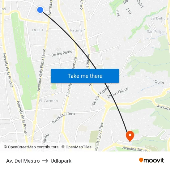 Av. Del Mestro to Udlapark map