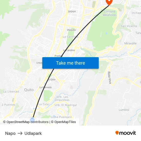 Napo to Udlapark map