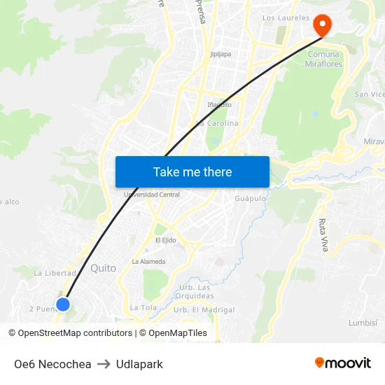 Oe6 Necochea to Udlapark map