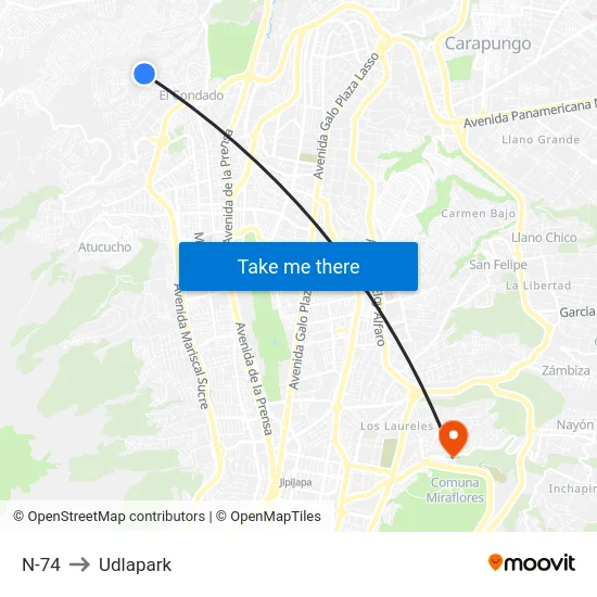 N-74 to Udlapark map