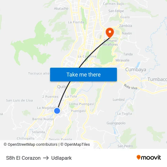 S8h   El Corazon to Udlapark map