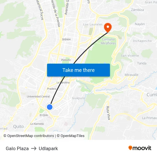 Galo Plaza to Udlapark map