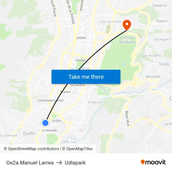 Oe2a   Manuel Larrea to Udlapark map