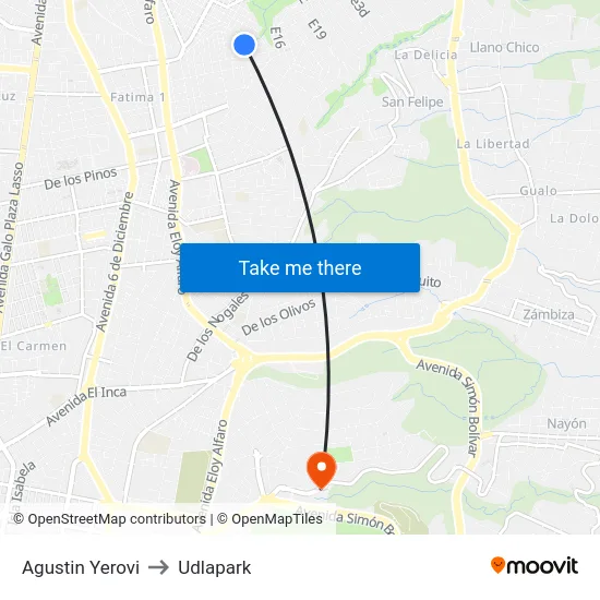 Agustin Yerovi to Udlapark map