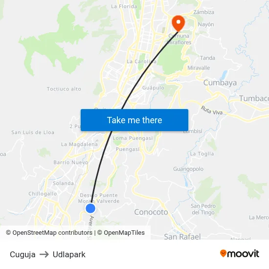 Cuguja to Udlapark map