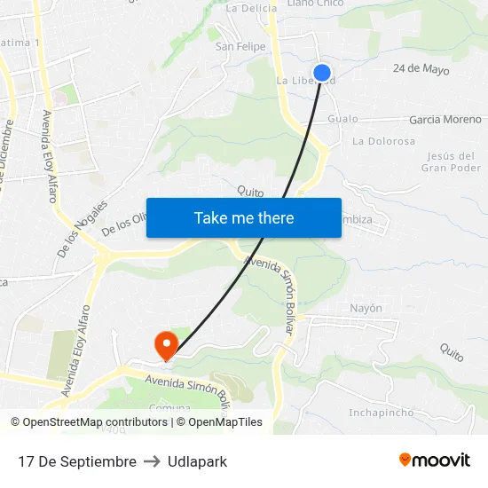 17 De Septiembre to Udlapark map