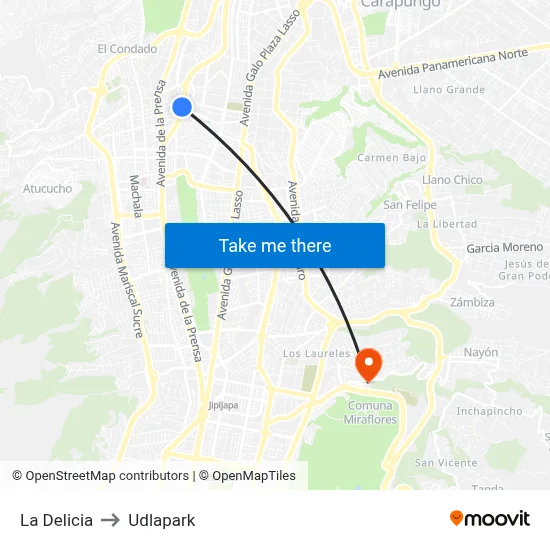 La Delicia to Udlapark map