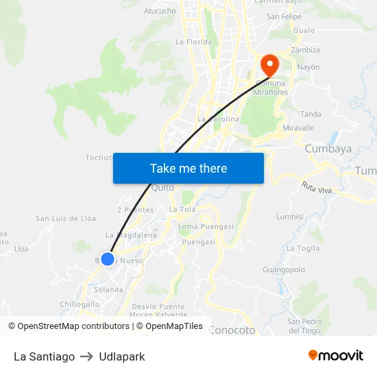La Santiago to Udlapark map