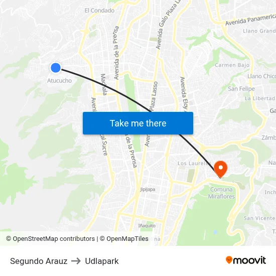 Segundo Arauz to Udlapark map