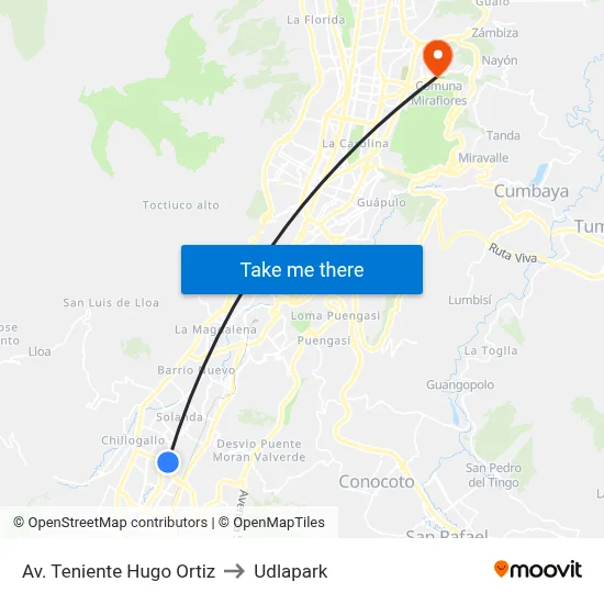 Av. Teniente Hugo Ortiz to Udlapark map