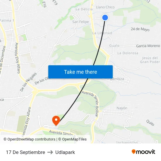 17 De Septiembre to Udlapark map