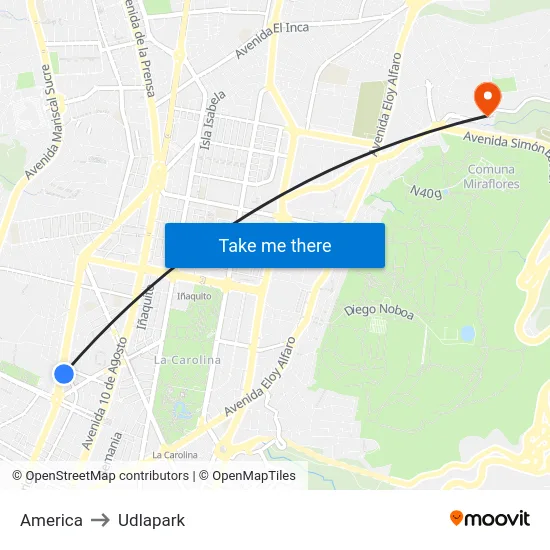 America to Udlapark map