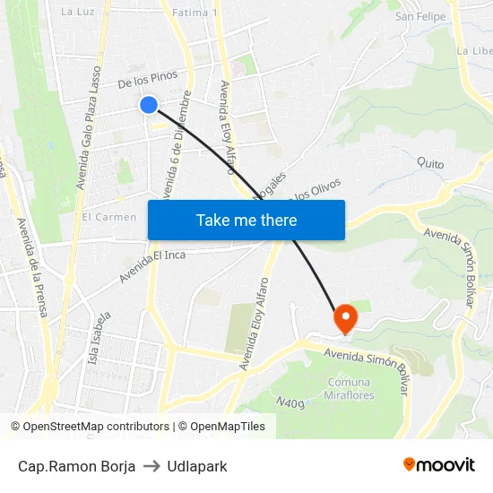 Cap.Ramon Borja to Udlapark map