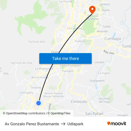 Av Gonzalo Perez Bustamante to Udlapark map