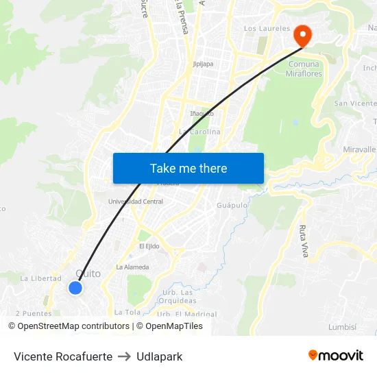Vicente Rocafuerte to Udlapark map