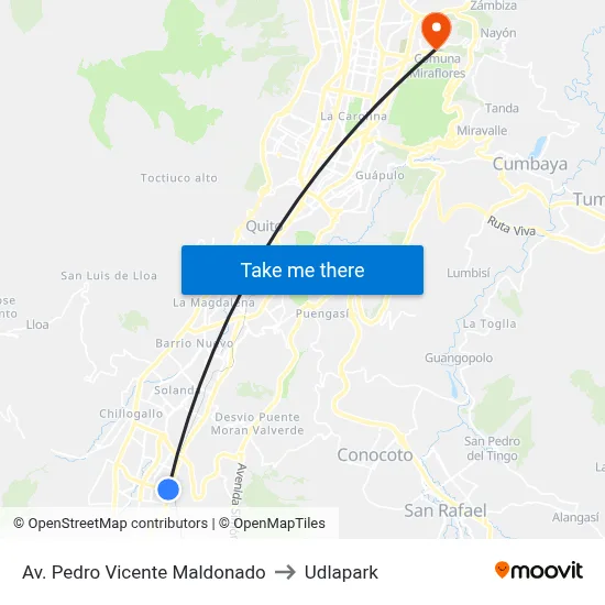 Av. Pedro Vicente Maldonado to Udlapark map