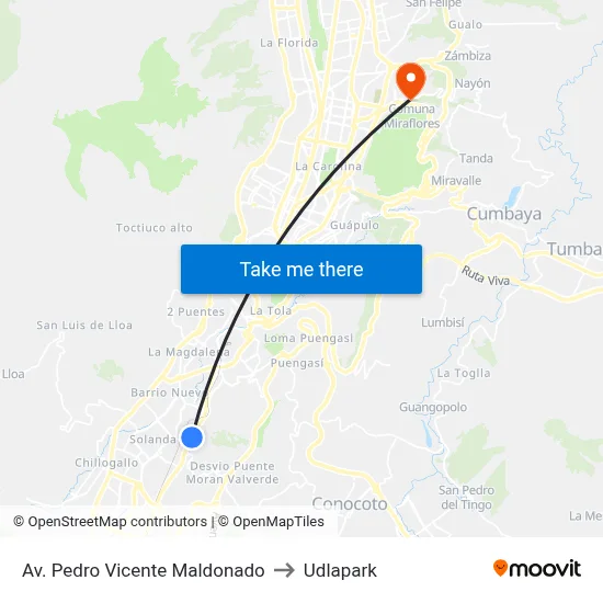 Av. Pedro Vicente Maldonado to Udlapark map