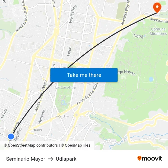 Seminario Mayor to Udlapark map